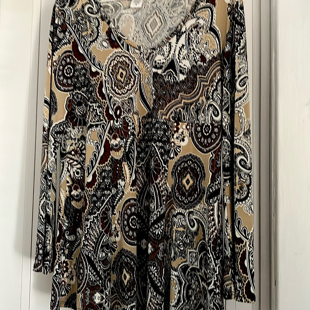 Brown & cream blouse with a Paisley print.